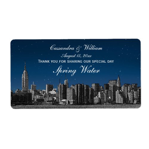 Starry Sky II NYC Wide Skyline Etched Water Bottle Label