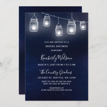 Starry Sky Mason Jars Wedding Bridal Shower Invitation by Invitationboutique at Zazzle