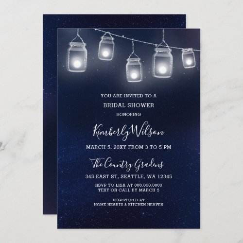 starry sky mason jars wedding Bridal Shower Invitation