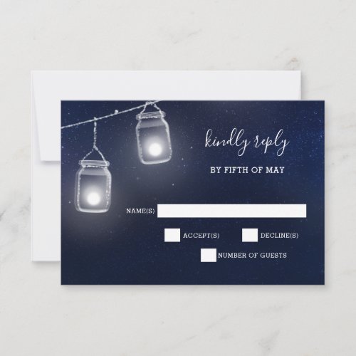 Starry sky mason jars wedding invitations rsvp