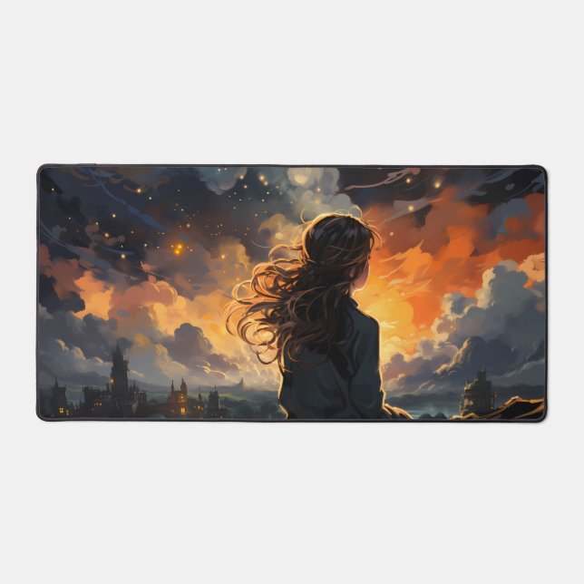 Starry Sky on Fire Desk Mat (Front)