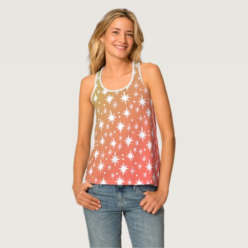 Starry Sky Pink Gold White Pattern Tank Top