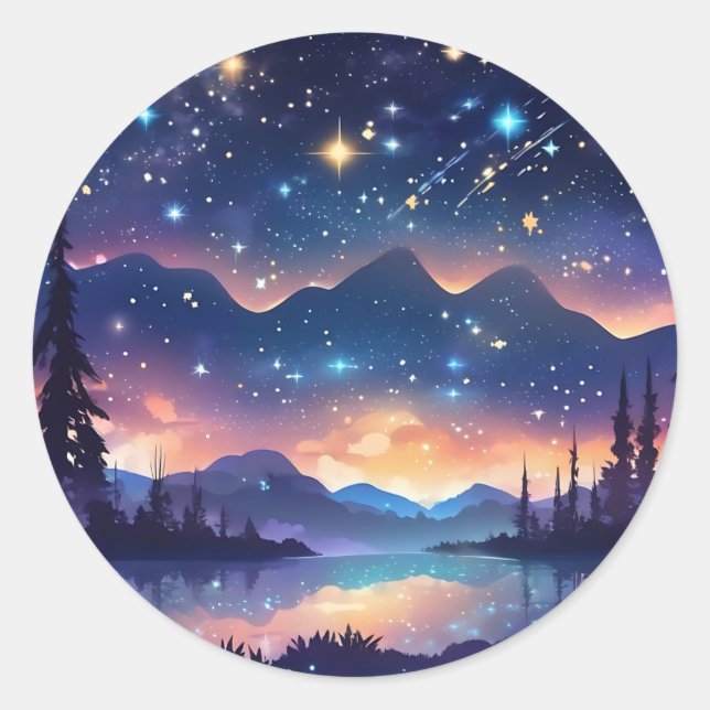 Starry Sky Serenity Classic Round Sticker (Front)