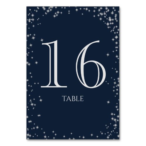 Starry Sky Sparkle Navy Blue Table Number