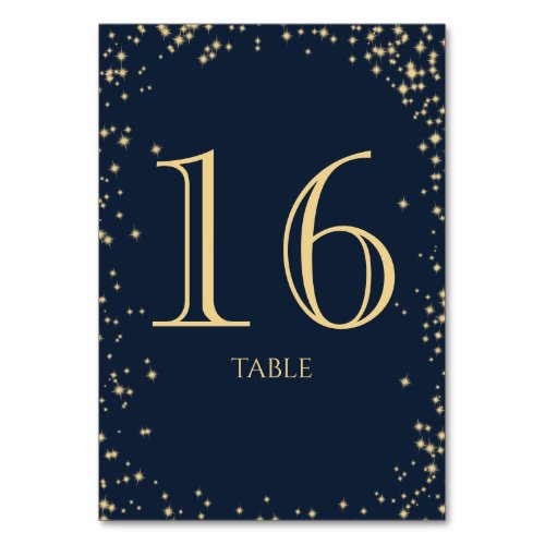 Starry Sky Sparkle Navy Blue Table Number