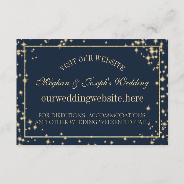 Starry Sky Sparkle Wedding Information Cards (Front)