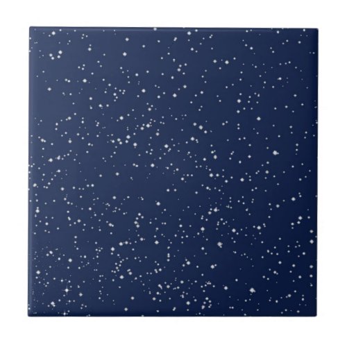 Starry Sky Stars on Midnight Blue  Ceramic Tile