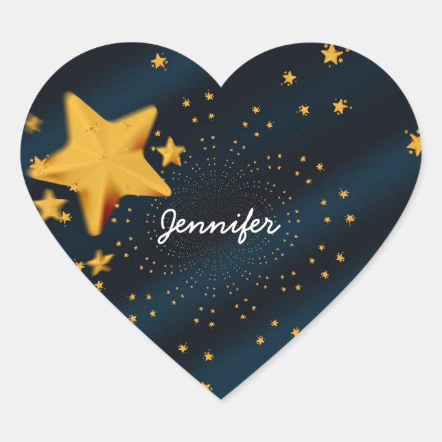 Starry Sky Text Template, Ready to Customize Heart Sticker (Front)