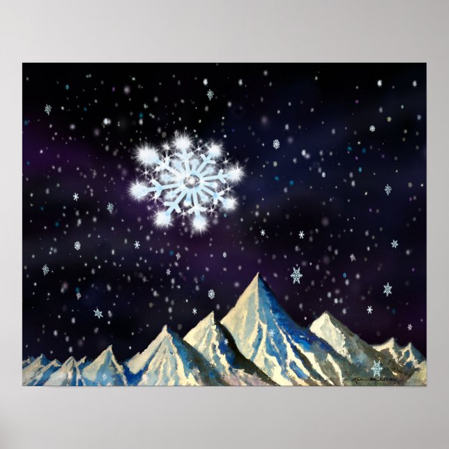 Starry Sky w BIG Snowflakes Poster (Front)