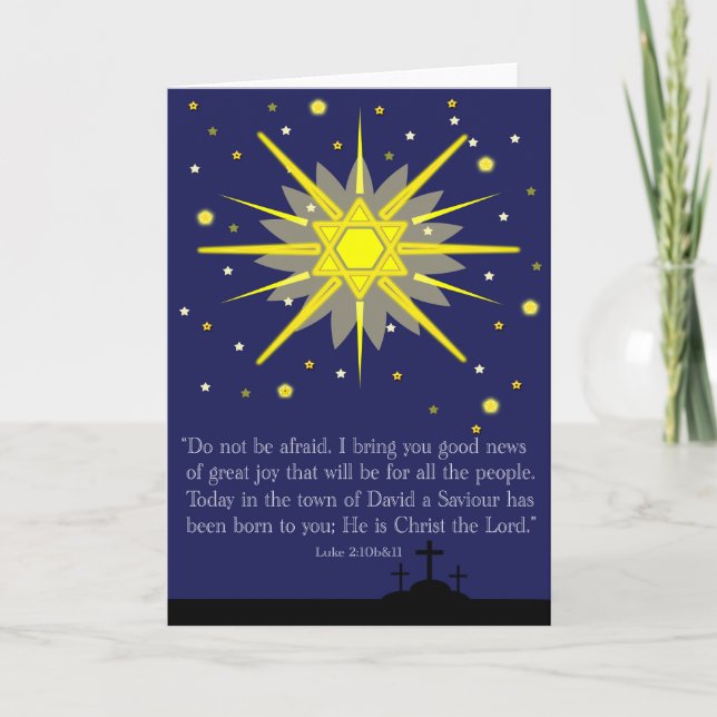 starry sky with luke 2:10-11 holiday card (Front)