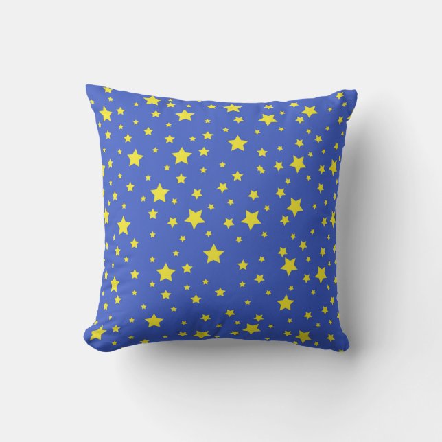 Starry Sky Yellow Stars Pretty Starlight Night Throw Pillow (Front)