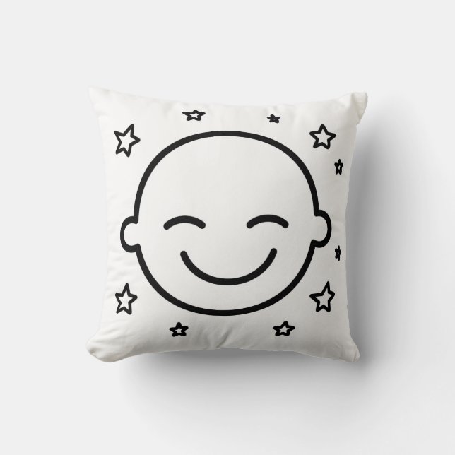 Starry Smile Throw Pillow (Front)