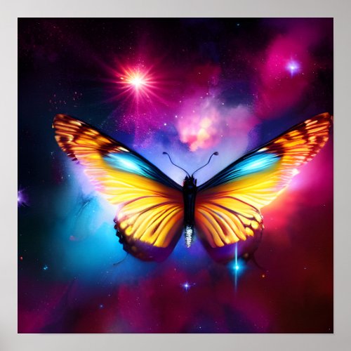 Starry Space Butterfly  Poster