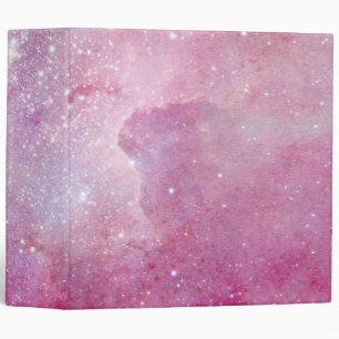 Starry Space Light Pink Watercolor Stars Galaxy 3 Ring Binder
