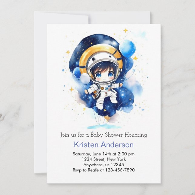 Starry Space Magic Boy Baby Shower Invitation (Front)
