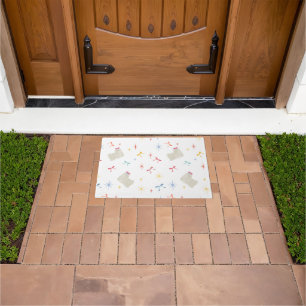 Starry Sparkle Cute Puppy  Wishes Doormat