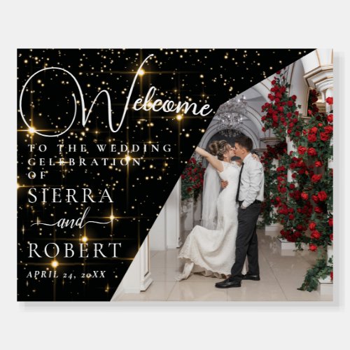 Starry Sparkly Simple Wedding Welcome Sign