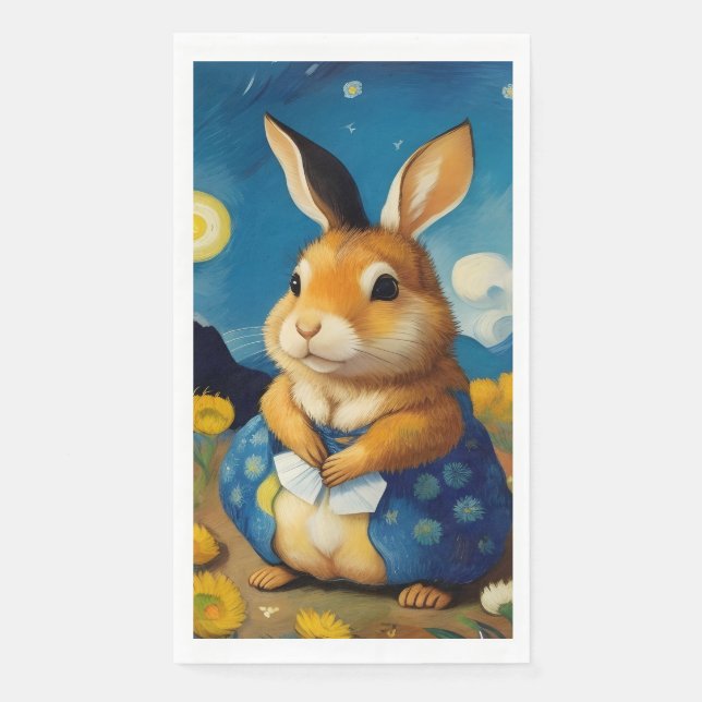 Starry Spring Bunny Guest Towels (Front)
