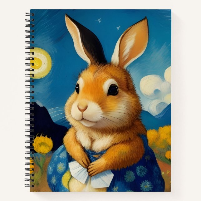 Starry Spring Bunny Notebook  (Front)