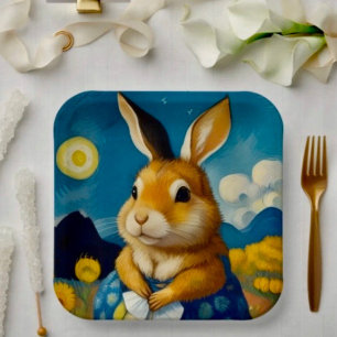 Starry Spring Bunny  Paper Plate 