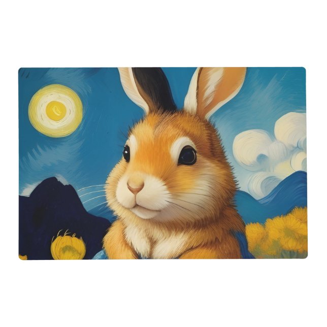 Starry Spring Bunny  Place Mat  (Front)