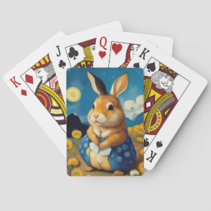 Starry Spring Bunny Poker Cards