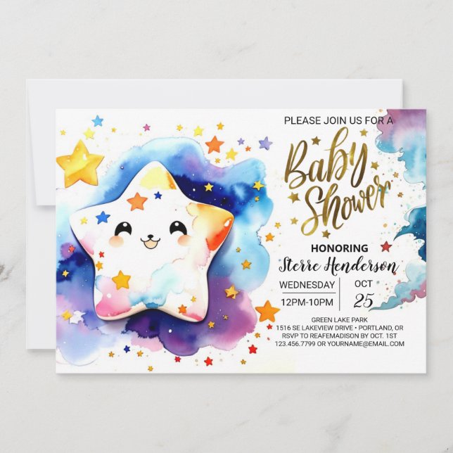 Starry Stardust Dreams Baby Shower Invitation (Front)