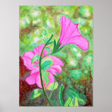 Starry, Starry Morning Glory Watercolor Poster