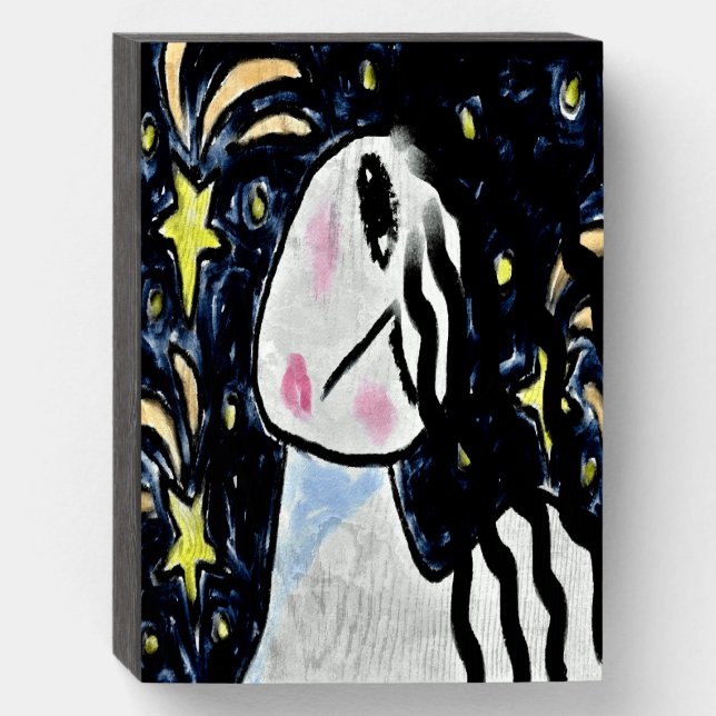 Starry Starry Night Abstract Painting Wooden Box Sign (Front Vertical)