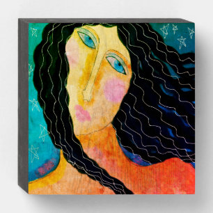 Starry Starry Night Abstract Painting Wooden Box Sign