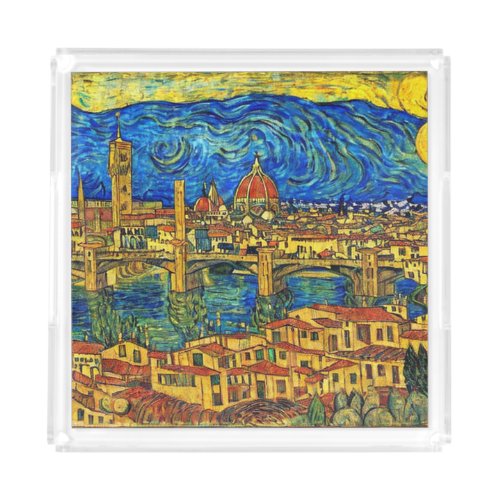 Starry Starry Night Florence Italy Acrylic Tray