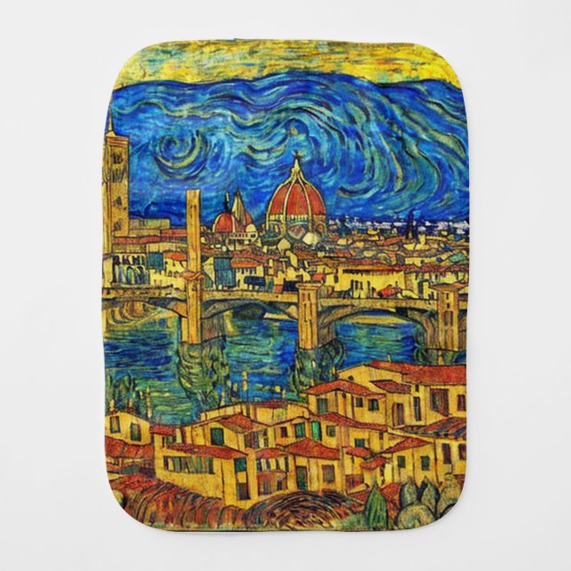 Starry Starry Night Florence Italy Baby Burp Cloth (Front)
