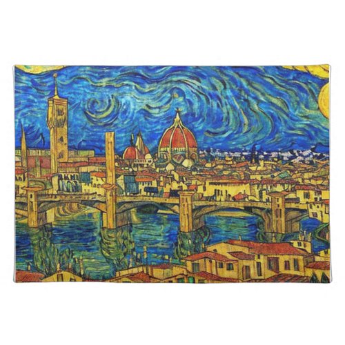 Starry Starry Night Florence Italy Cloth Placemat