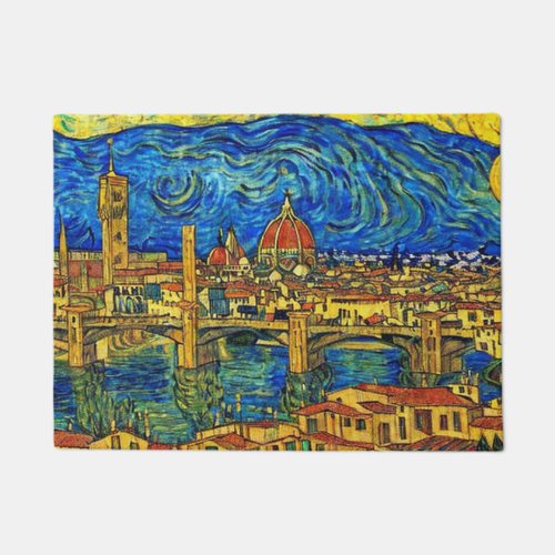 Starry Starry Night Florence Italy Doormat