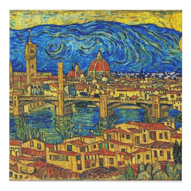 Starry Starry Night Florence Italy Faux Canvas Print (Front)