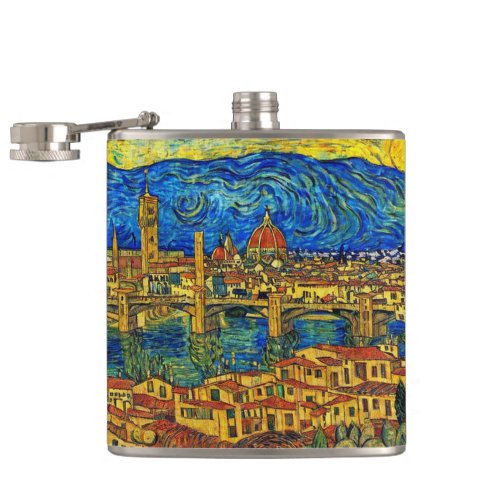 Starry Starry Night Florence Italy Flask