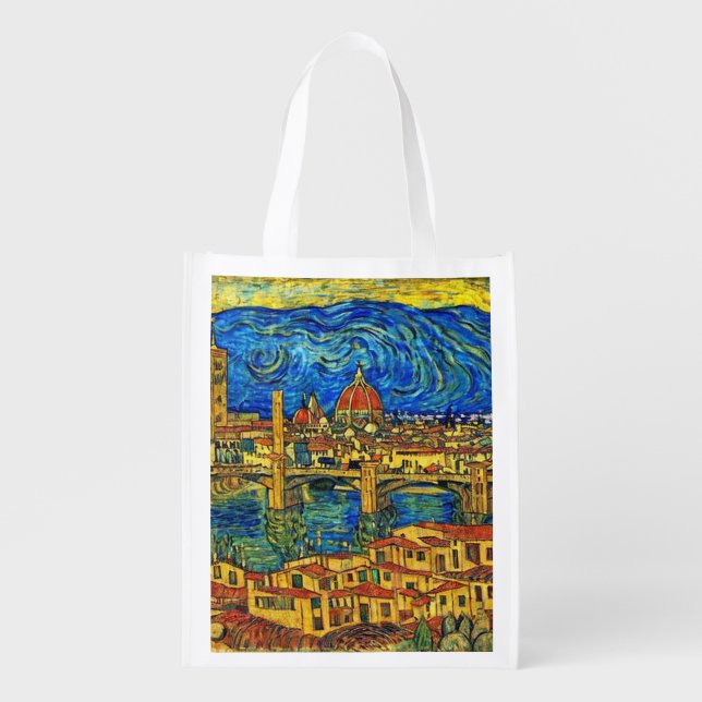 Starry Starry Night Florence Italy Grocery Bag (Front)
