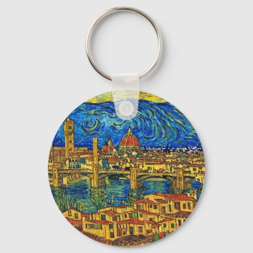 Starry Starry Night Florence Italy Keychain