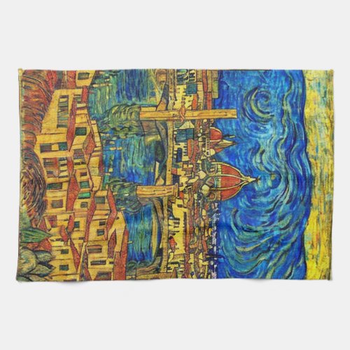 Starry Starry Night Florence Italy Kitchen Towel