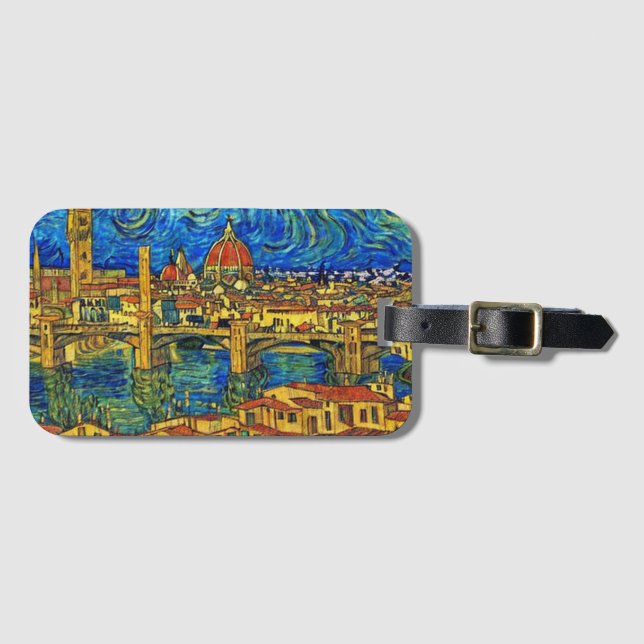Starry Starry Night Florence Italy Luggage Tag (Front Horizontal)