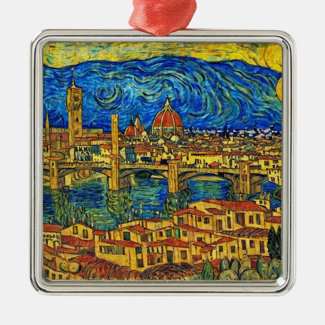 Starry Starry Night Florence Italy Metal Ornament (Front)