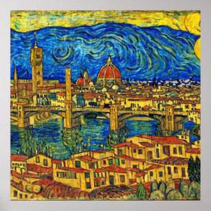 Starry Starry Night Florence Italy Poster