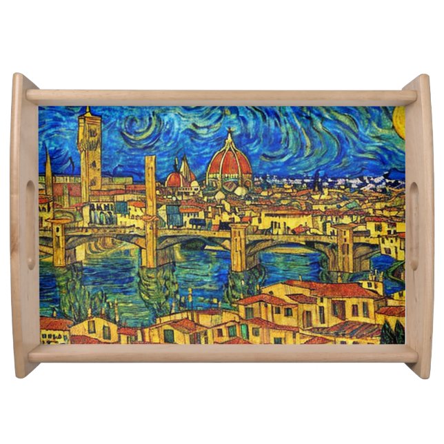 Starry Starry Night Florence Italy Serving Tray (Front)