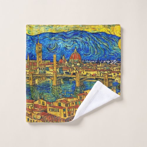 Starry Starry Night Florence Italy Wash Cloth