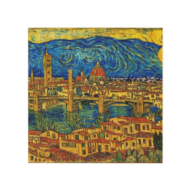 Starry Starry Night Florence Italy Wood Wall Art (Front)