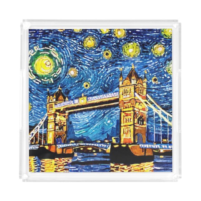 Starry Starry Night London England Acrylic Tray (Front)