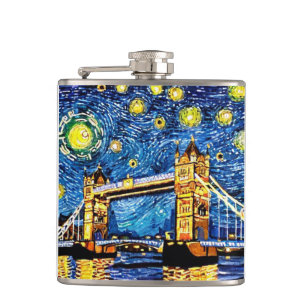 Starry Starry Night London England Flask