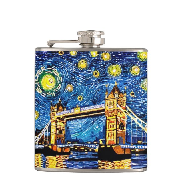 Starry Starry Night London England Flask (Front)