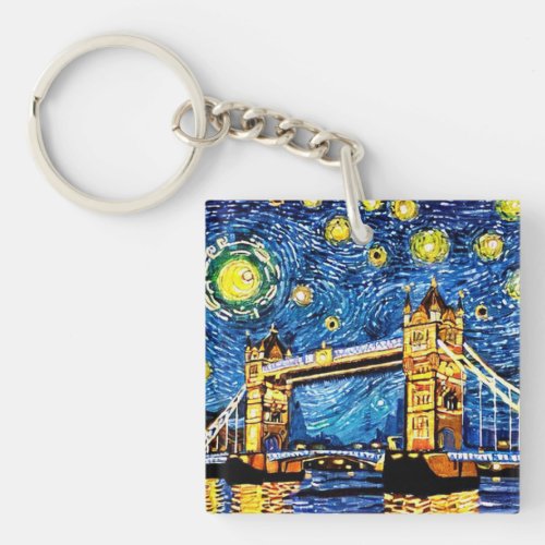 Starry Starry Night London England Keychain