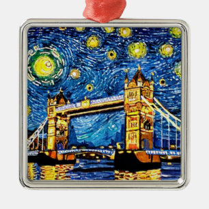 Starry Starry Night London England Metal Ornament